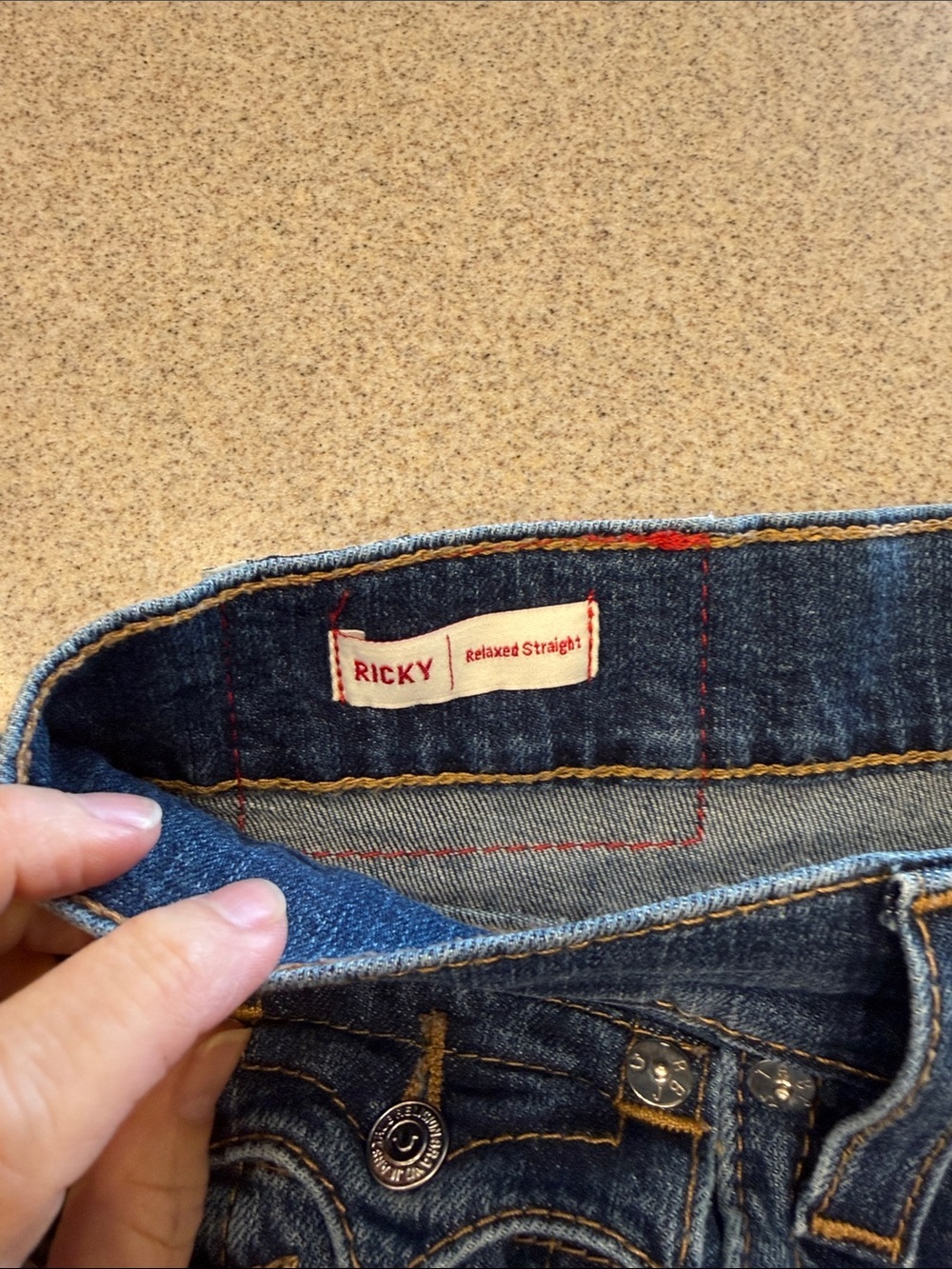 True Religion Two-Tone Blue Denim Jeans Ricky Relaxed Straight 32X31 - Picture 10 of 14